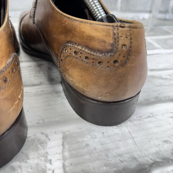 Duca Vero Cuoio Men's 44-11.5 US Brown Leather Cap Toe Dress Lace Up Oxfords - Picture 6 of 8